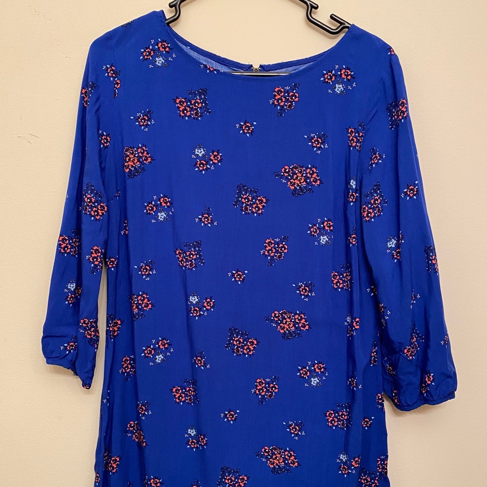 Blue dress with cute zipper feature in back